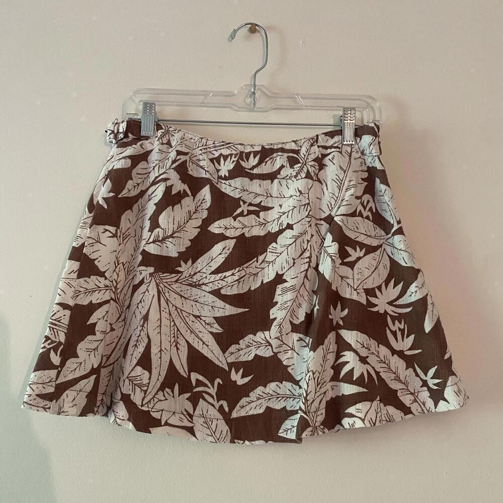URBAN OUTFITTERS brown and cream leaf print mini skirt - Picture 8 of 8